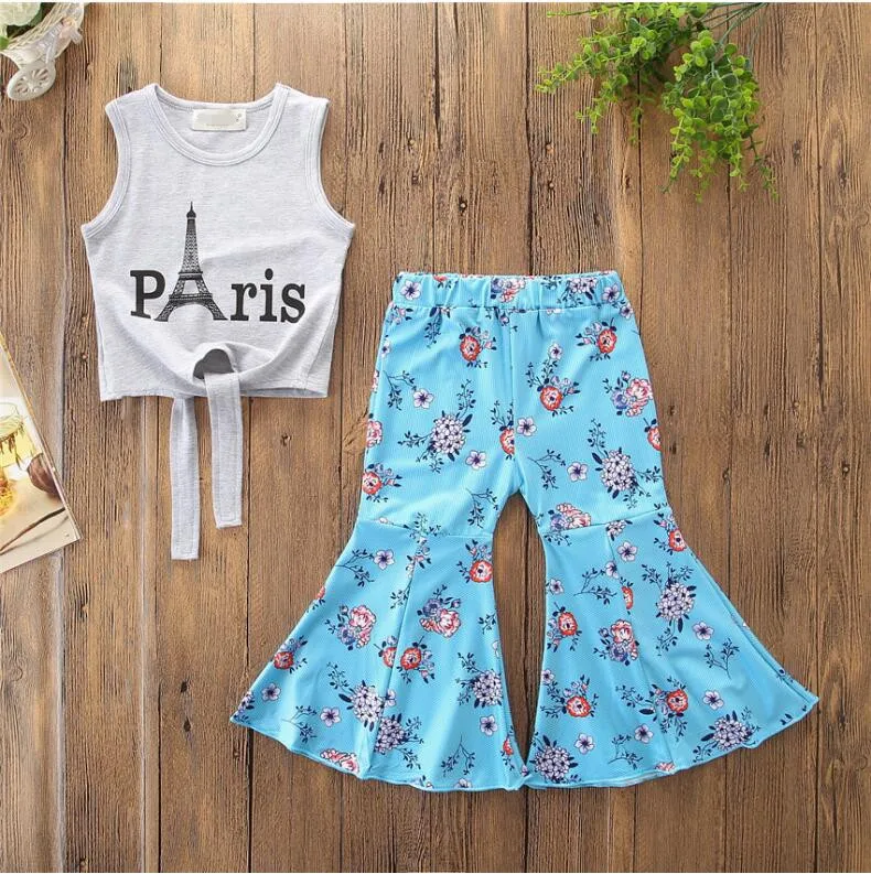 Новая модная летняя одежда для маленьких девочек жилет с Эйфелевой башней топы