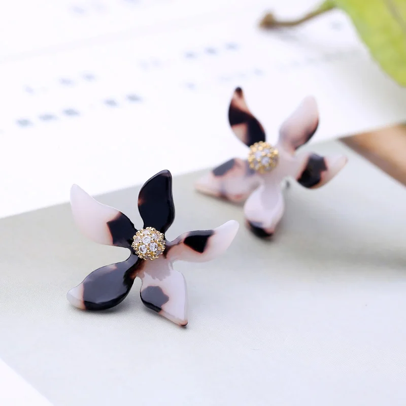 Cute resin flower earrings fashion crystal stud for women earring gift | Украшения и аксессуары