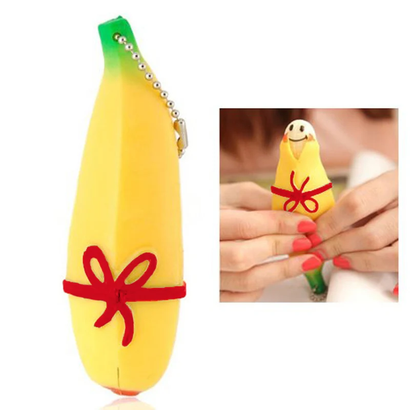 

New Novelty Funny Silicone Fruit Banana Stress Reliever Keychain Decompression Vent Toy