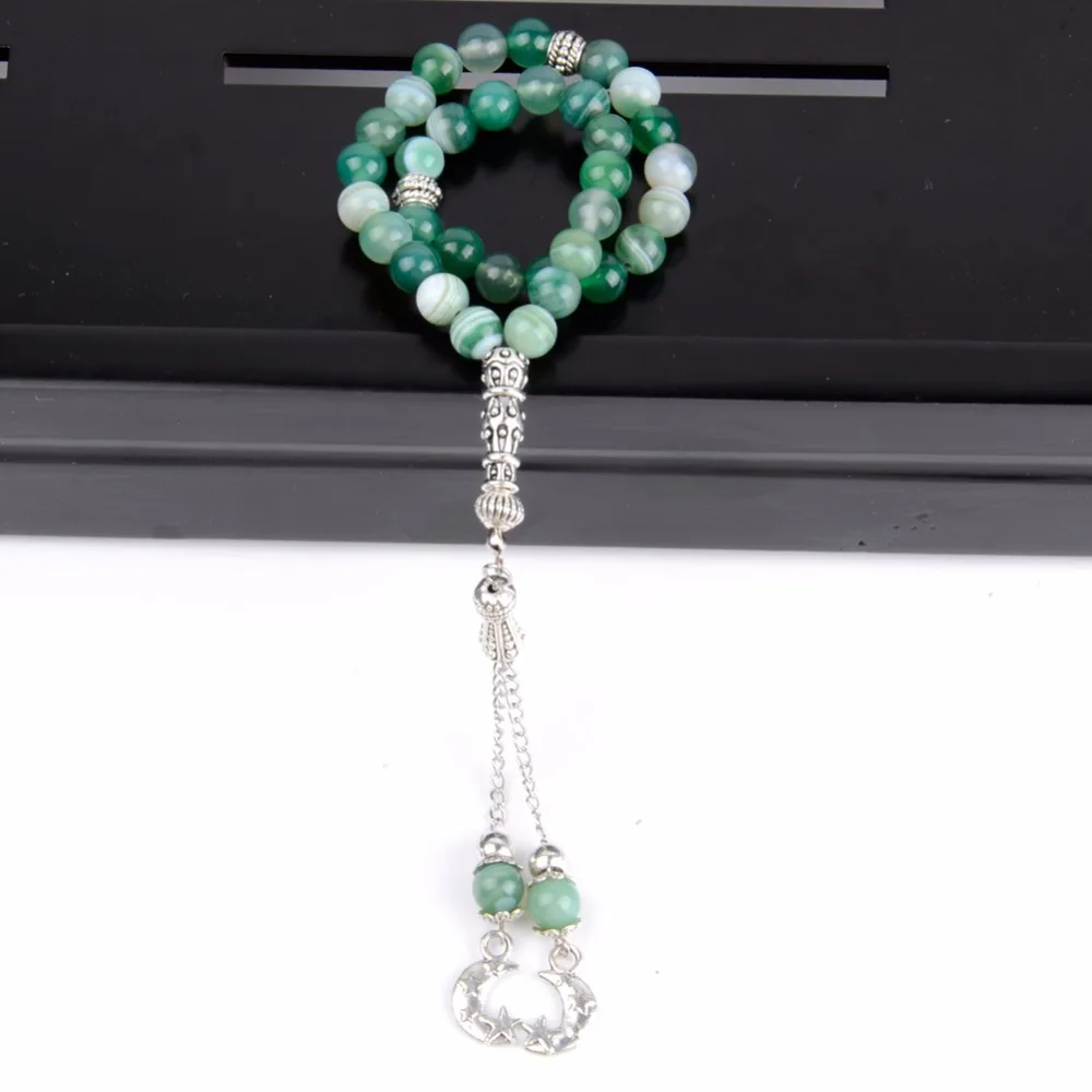 Женский и мужской браслет Tasbih мусульманский из 33 бусин с четками 8 мм натуральный
