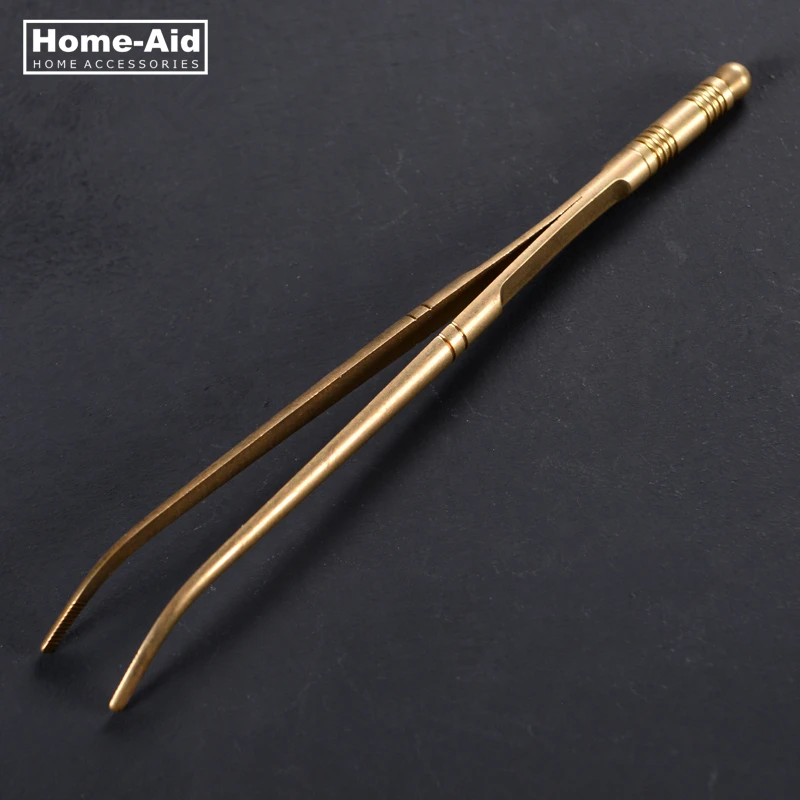 

1 Piece 18cm Golden Bent Tweezer Tongs With Comfortable Ridged Handle, for Medical, Beauty,Cooking, Kitchen Bar Accessory
