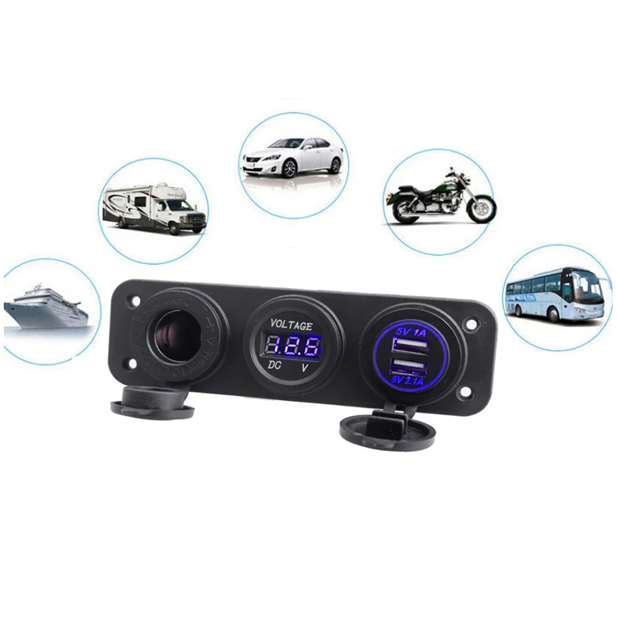 Зарядное устройство hyzhatto 10 в 24 для автомобиля лодки мотоцикла с двумя usb портами