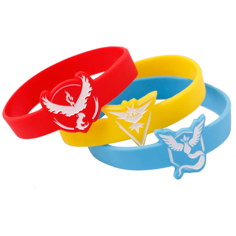 Силиконовый браслет Pokemon GO с логотипом 3 Team Instinct Valor Mystic для мужчин и женщин