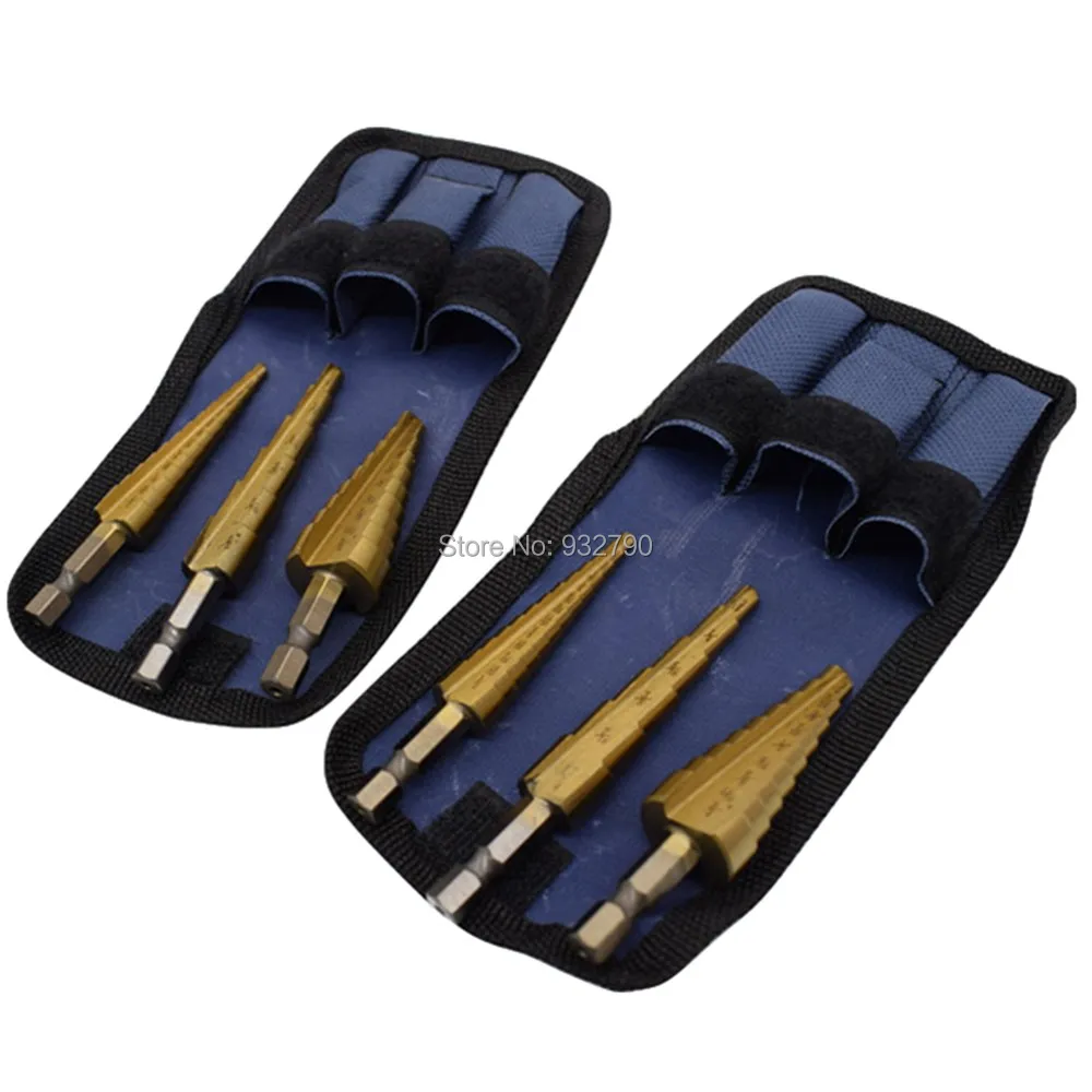 

6pcs Step Drill Bit Thin Metals Steel Aluminium Copper Brass Fibreglass Pvc Cut 3/16"-1/2" 1/4"-3/4" 1/8"-1/2" w/ Storage Pouch