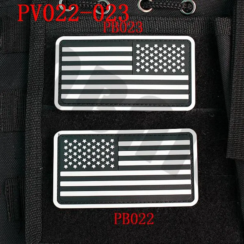 PB022 PB023 Luminous 3D ПВХ патч 2* шт США американский флаг Резиновый патч - Цвет: PB022 PB023 Luminous