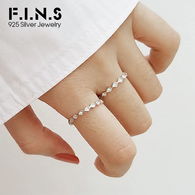 F.I.N.S кольца из стерлингового серебра 925 пробы ромб Штабелируемый кубический