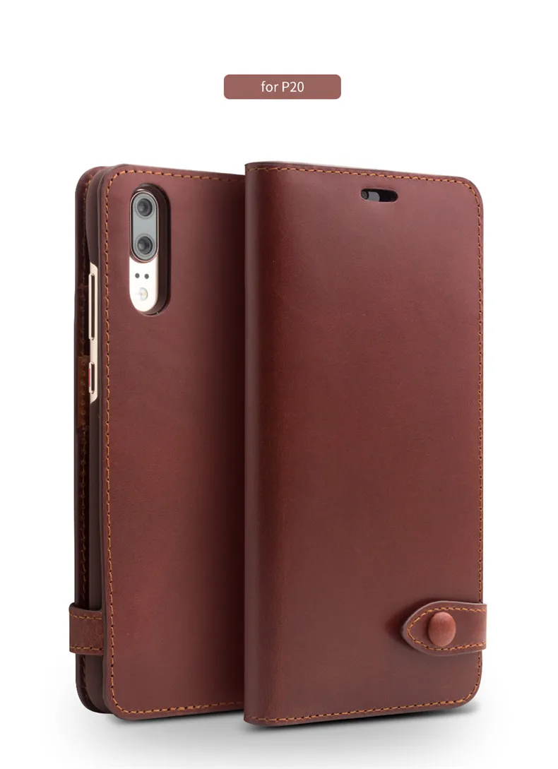 QIALINO кнопка для сумки с отделением для карт Телефон чехол для huawei Ascend P20 Натуральная кожа бумажник откидная крышка для huawei P20 Pro для 5,8/6,1