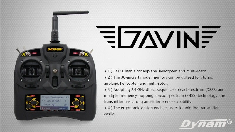 Detrum Gavin-6C 2 4 г 6-канальный передатчик Tx Mode2 RXC7 ГГц 7-канальный приемник Rx 4x Dynam 9 Servo
