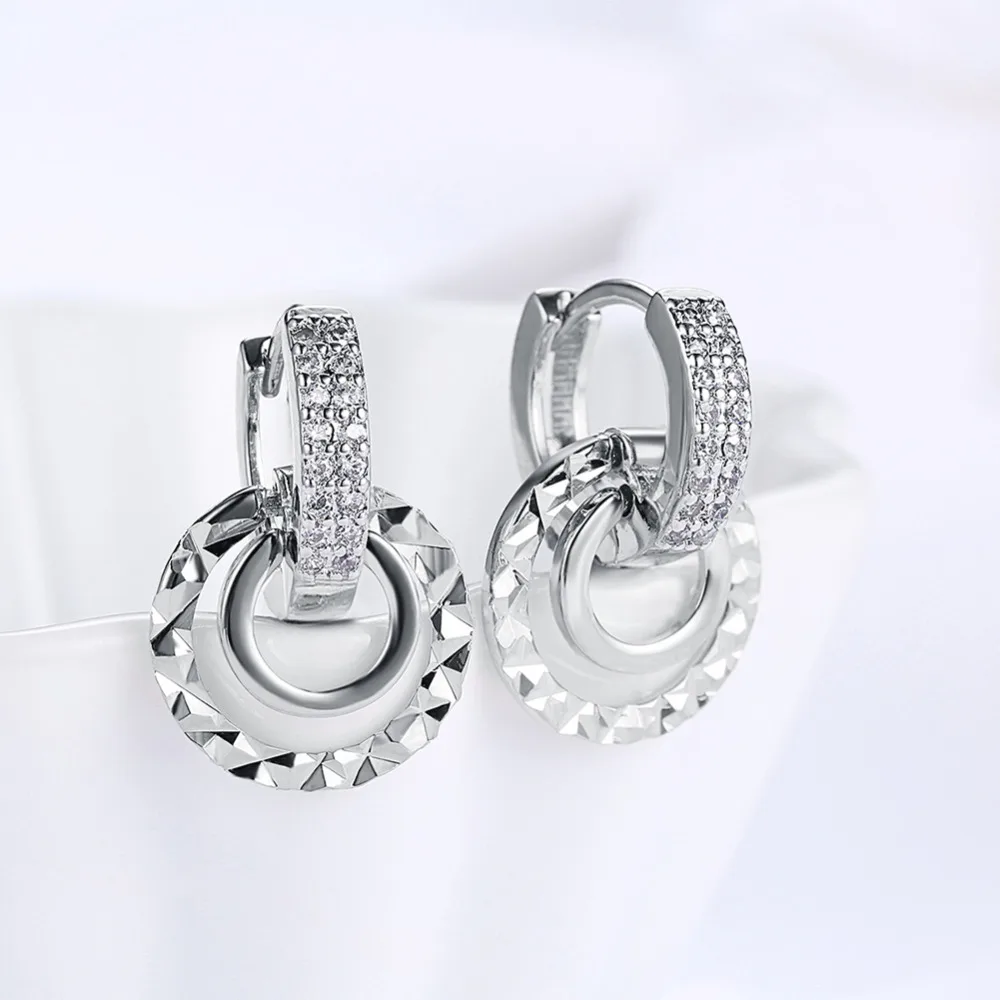 SexeMara Popular Creative Big Ground Zircon Crystal Silver Clip Earrings Party Jewelry Accessories For Lady Women's Fashion | Украшения