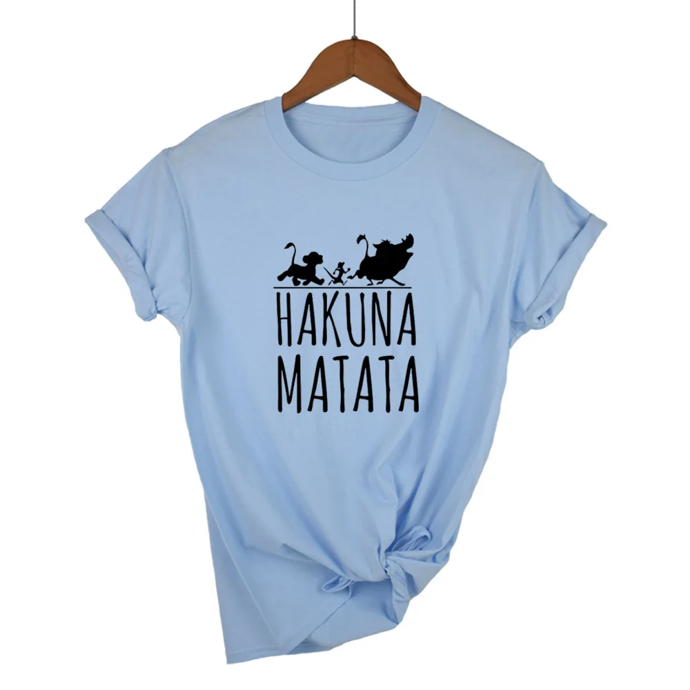 Футболка женская HAKUNA MATATA черная/белая футболка большого размера с героями