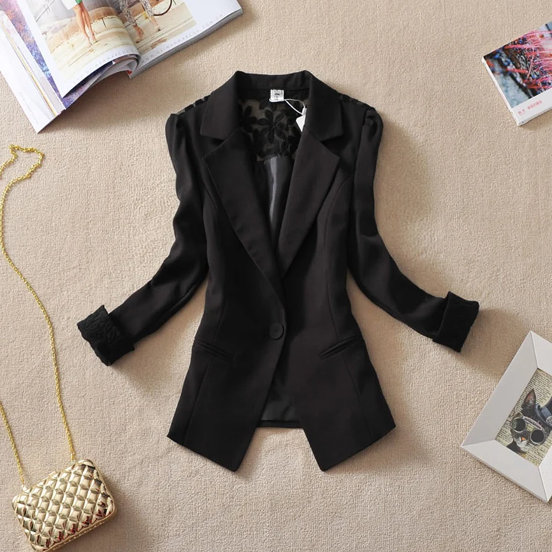 2017 белый черный желтый розовый деловой Женский блейзер куртки короткие блузы