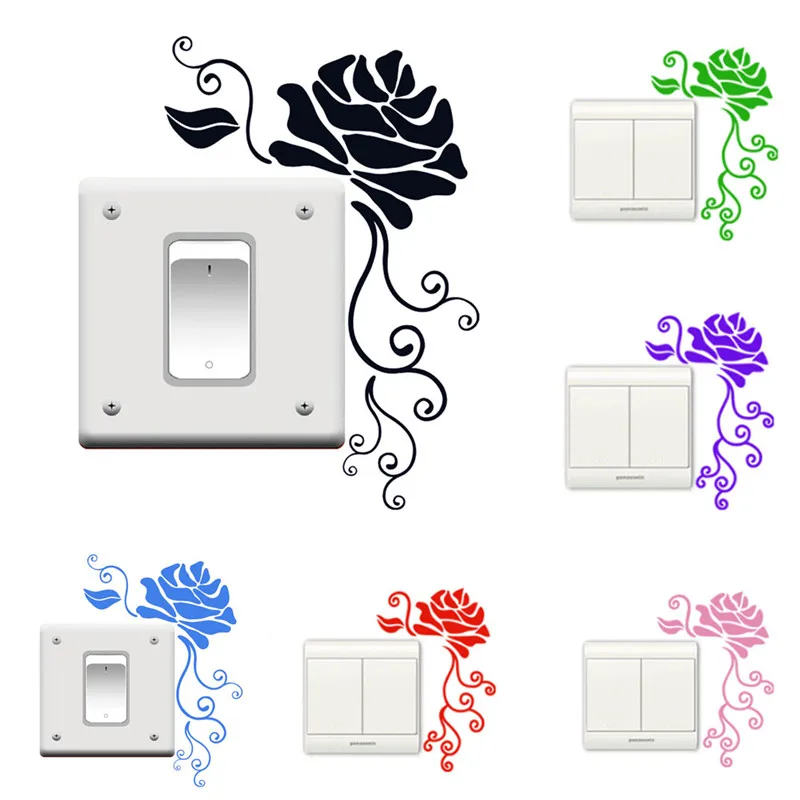 

New Rose Flowers Switch Sticker Decorative Wall Decal DIY Home Decor for Kids Rooms Art Baby Nursery Bedroom Switch Fashion