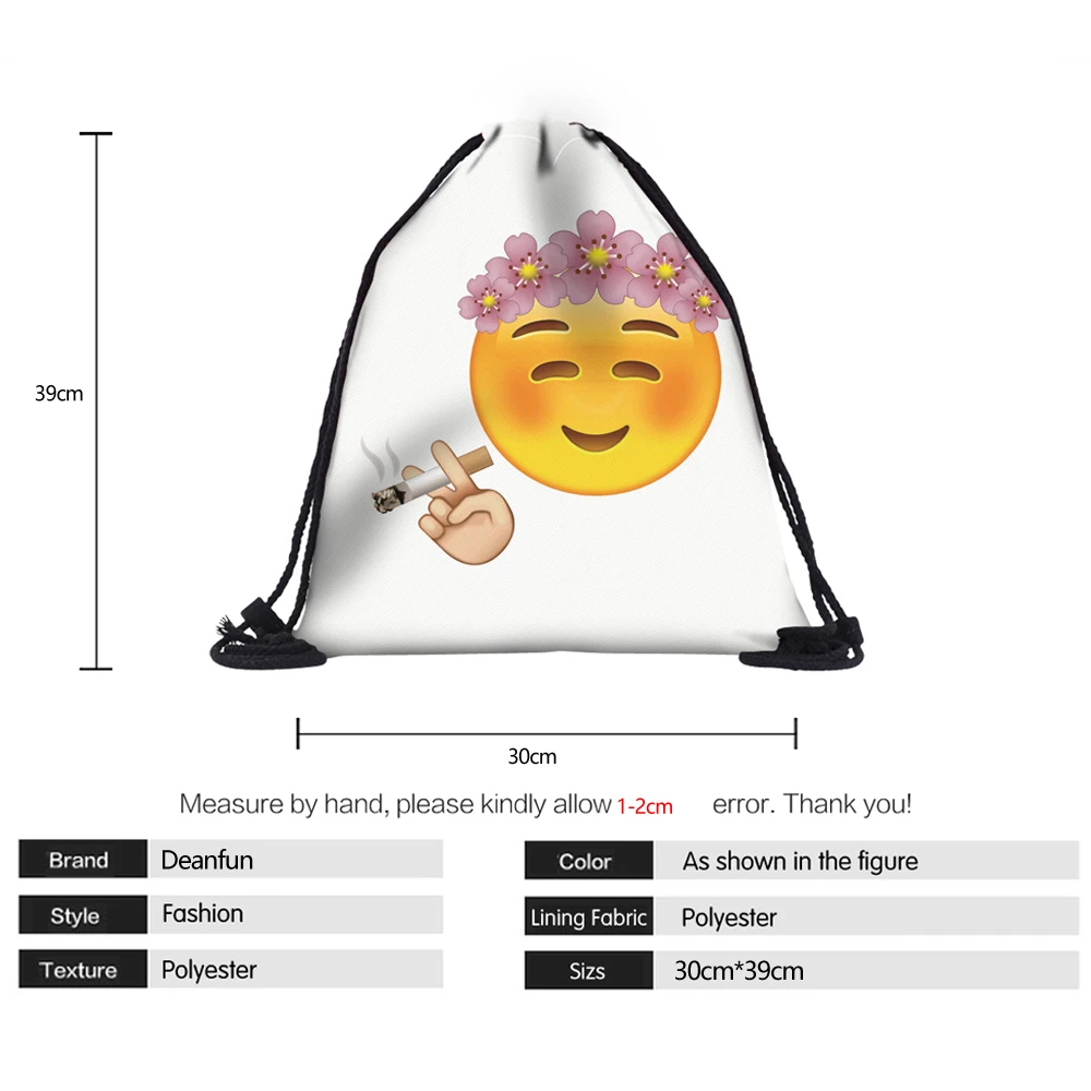 Deanfun 3D Напечатаны Emoji Рюкзаки Простой Мода Весело Белый Шнурок Мешки SKD 75|emoji