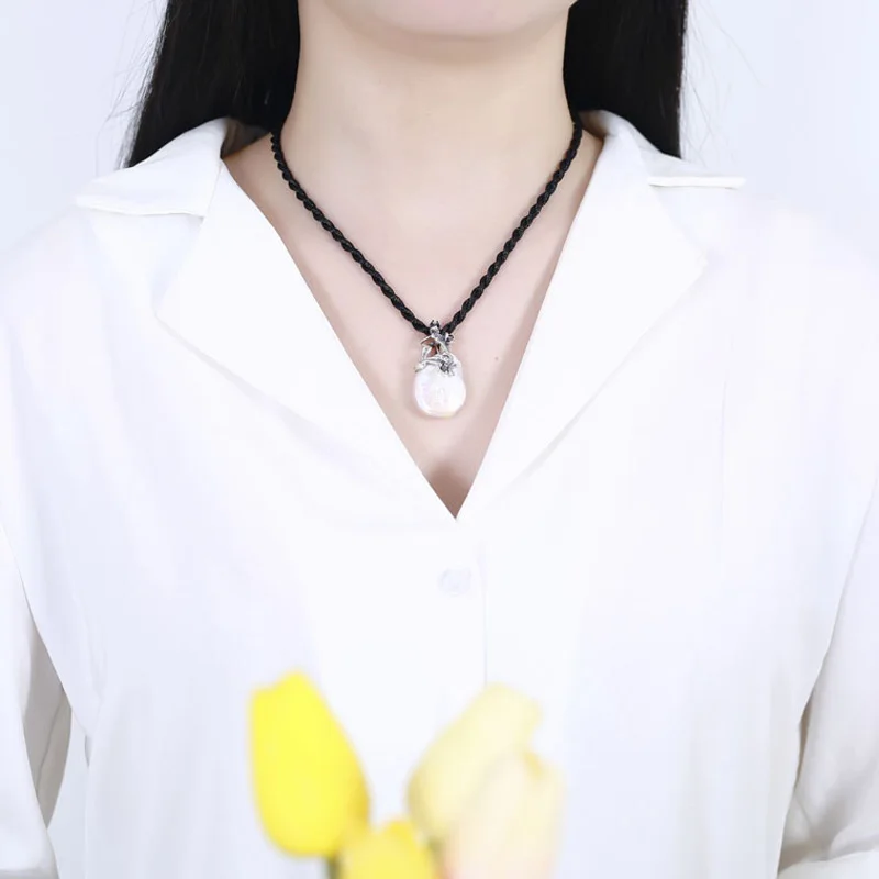 

Brand Sterling 925 Silver Baroque Pearl Necklace Pendants for Women Trendy Pendants For Necklace Jewelry Accessory Party Gifts
