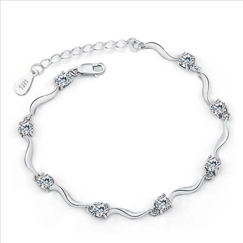 

KOFSAC Fashion 925 Sterling Silver Bracelets For Women Girl Birthday Party Luxury Purple Crystal CZ Jewelry Gifts Pulseras Mujer