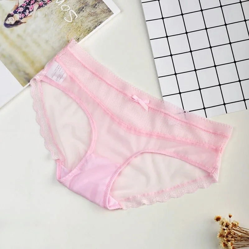 pink SP& CITY модные кружевные трусики, сексуальные хлопковые трусы, сексуальное однотонное розовое нижнее белье, женские прозрачные трусики, бразильское нижнее белье - Цвет: pink