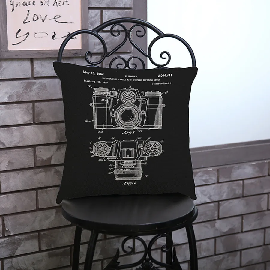 Простой стиль дизайнерская черно белая подушка наволочка велосипедная гитара