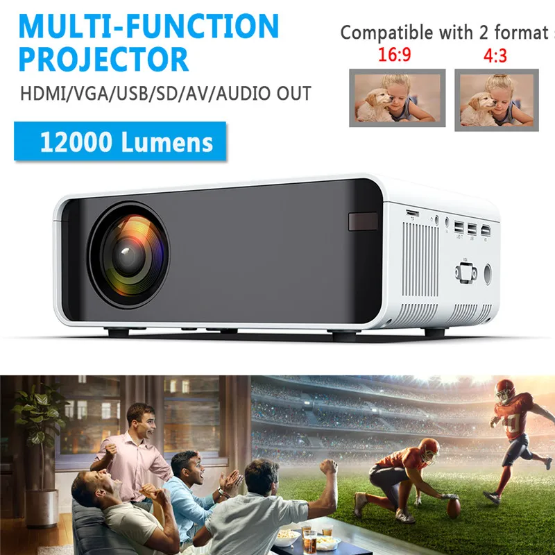 3D Mulitmedia проектор 1080P HD проекция видео домашний кинотеатр проектор Поддержка ТВ HDMI AV USB VGA интерфейс домашний медиа плеер