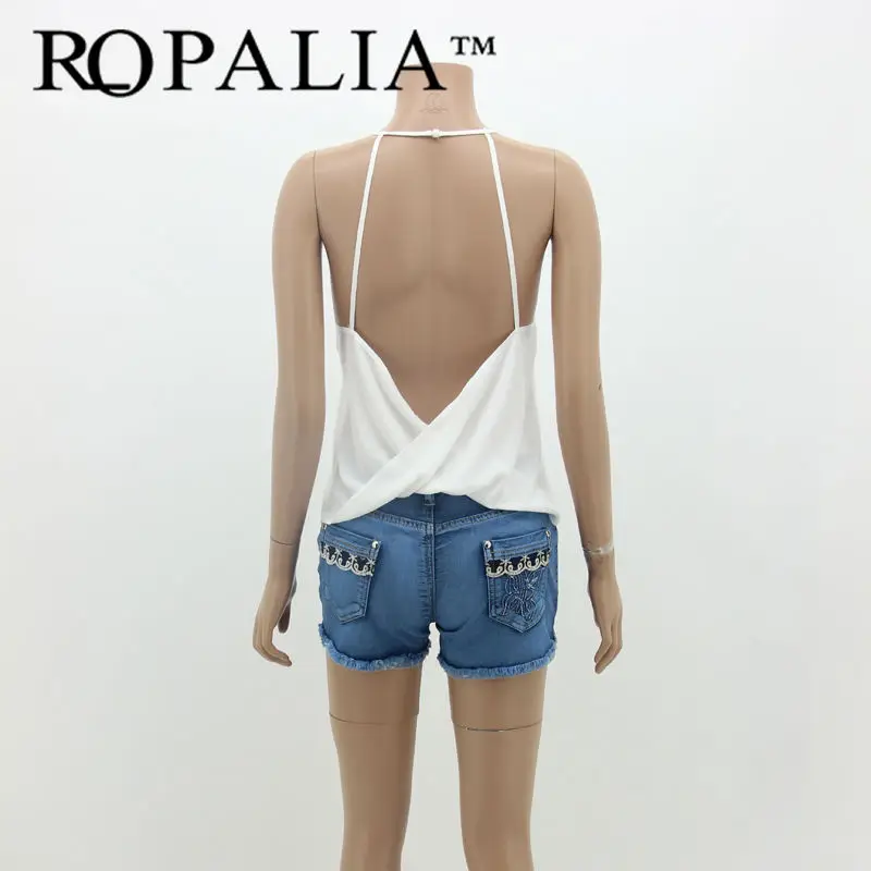 Женская Свободная шифоновая блузка с лямкой на шее открытой спиной для лета|ladies