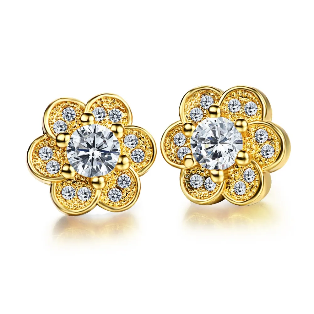 3A Цирконий Корейский Стиль Цветочный Дизайн Женщины Серьга Стержня Ювелирных