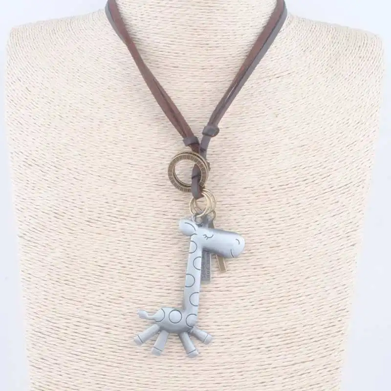 Винтажное ожерелье в античном стиле с изображением собаки и жирафа длинное