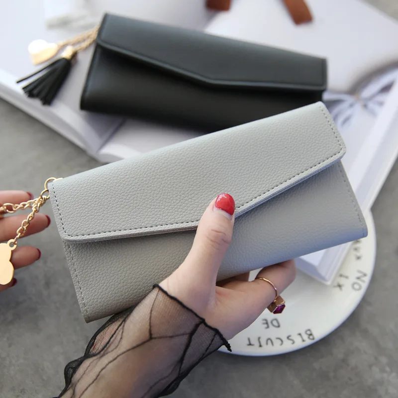 

Brand Designer Coin Purses Leather Wallets Women Long Tassel Luxury Clutch Phone Wallets Female Credit Card Holder Money Bags