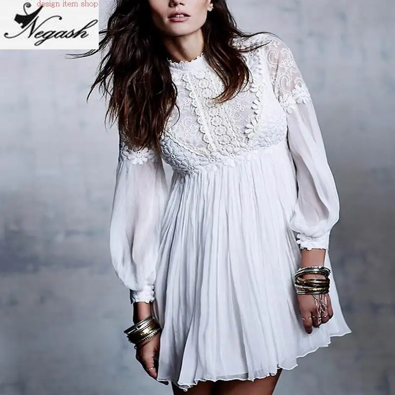 Женское кружевное платье с вышивкой винтажное цельное круглым вырезом и