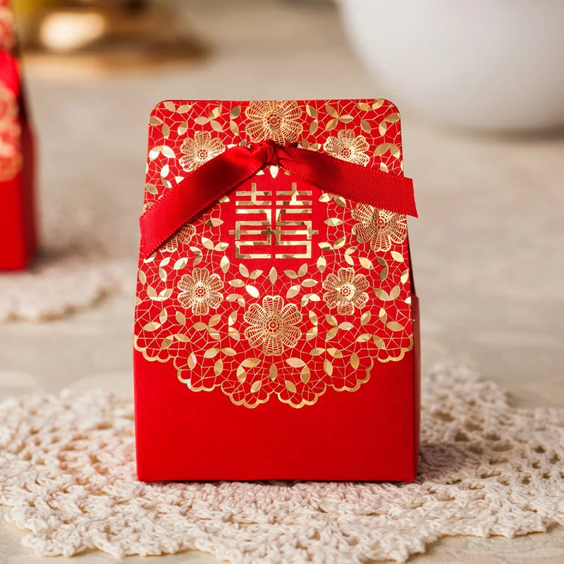 Двойное счастье Азиатский стиль свадьба конфеты коробка подарка