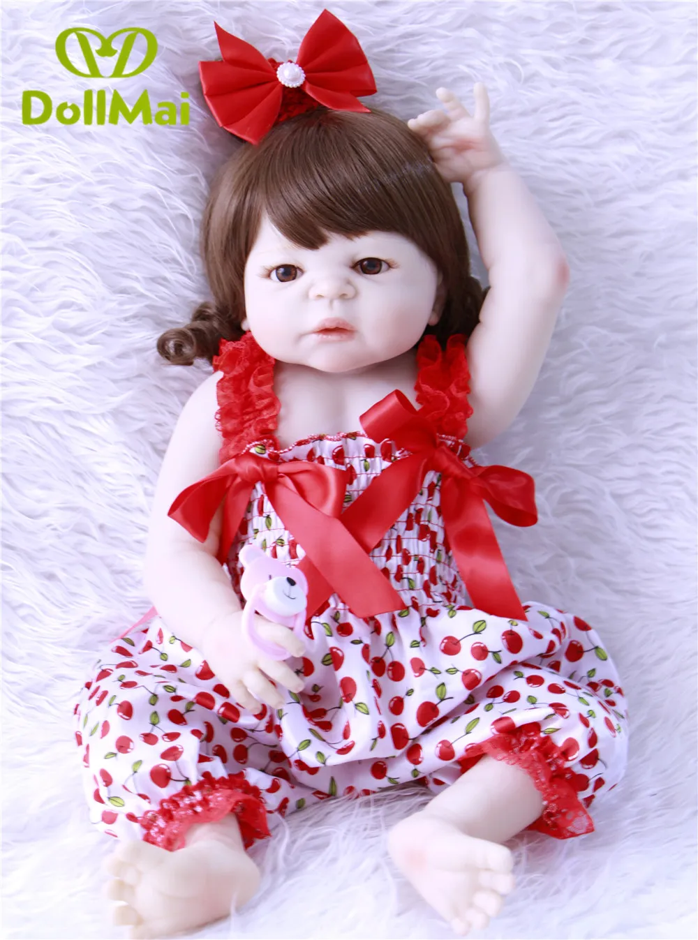 

Curly hair white skin reborn girl baby dolls 57cm full silicone reborn baby dolls can bathe play house toys gift for child