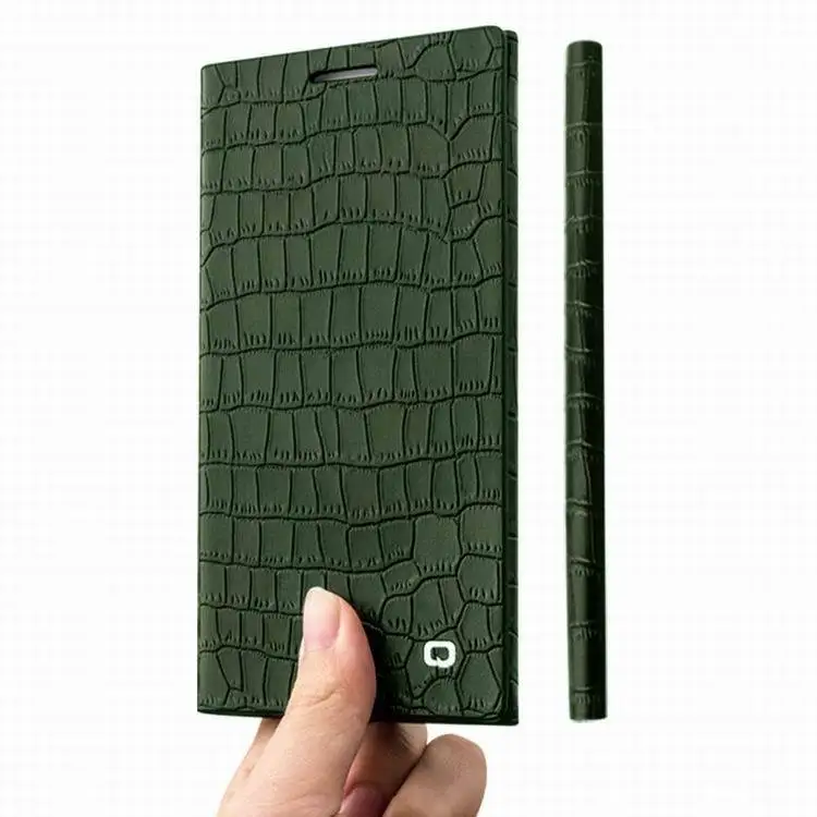 

QIALINO Solid Crocodile pattern cover for honor 6 Plus genuine leather wallet cover stand + card slot