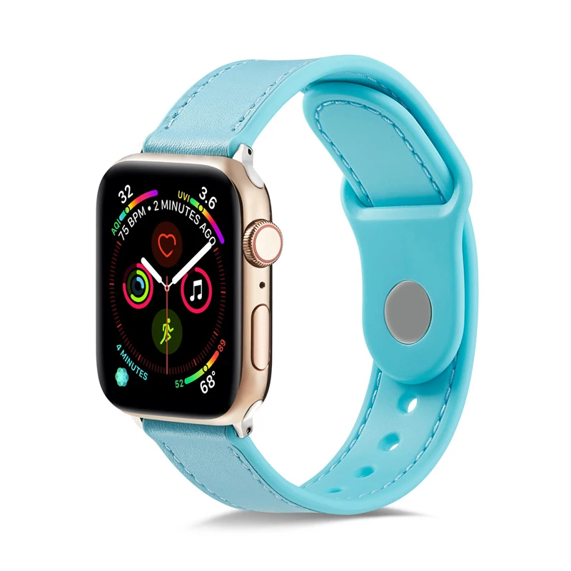 Ремешок из натуральной кожи для apple watch 4 5 полоса 42 мм 38 44 40 браслет TPU Мягкий часов