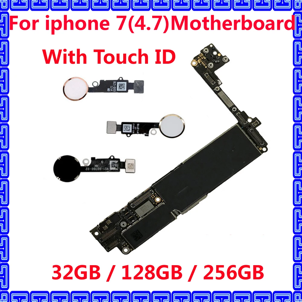 Для iphone 7 оригинальная материнская плата с/NO touch ID 32 ГБ 128 256 разблокированная iCloud +