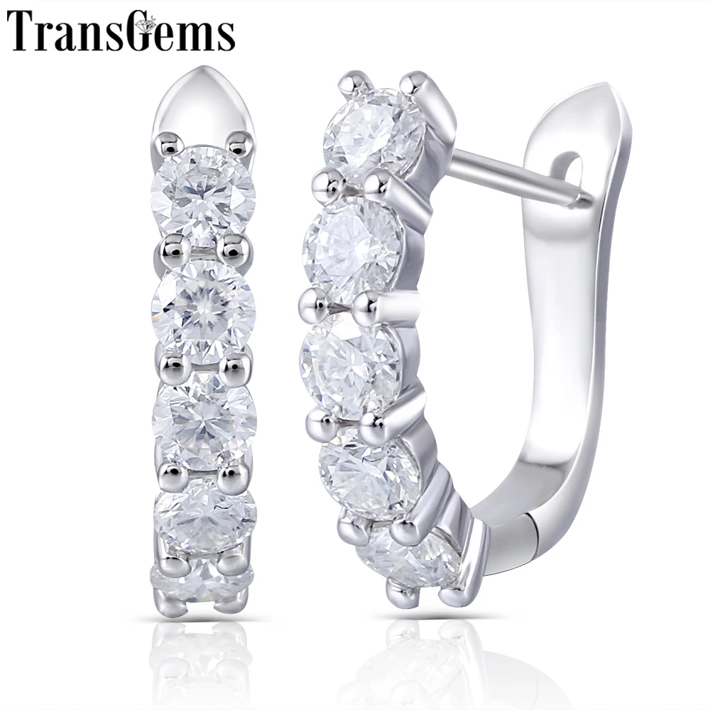 Серьги-кольца transmems 14k 585 из белого золота 1CTW 3 мм F цвет Муассанит для женщин подарок u-образные серьги из муассанита Huggie