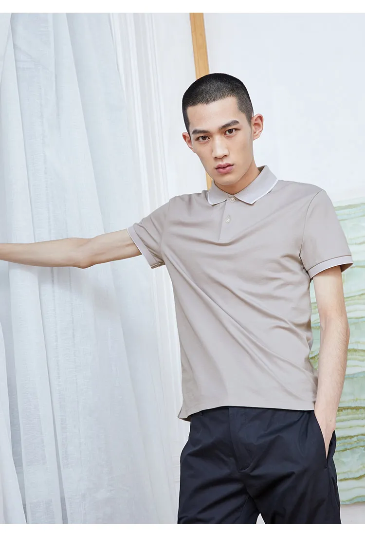 JackJones мужская хлопковая рубашка поло с коротким рукавом и контрастным отложным воротником 219206501