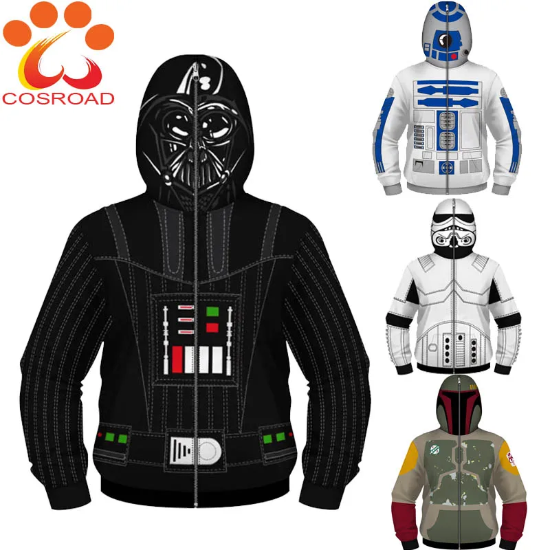 Детская толстовка Cosroad с капюшоном и 3D принтом Дарта Вейдера R2 D2| |