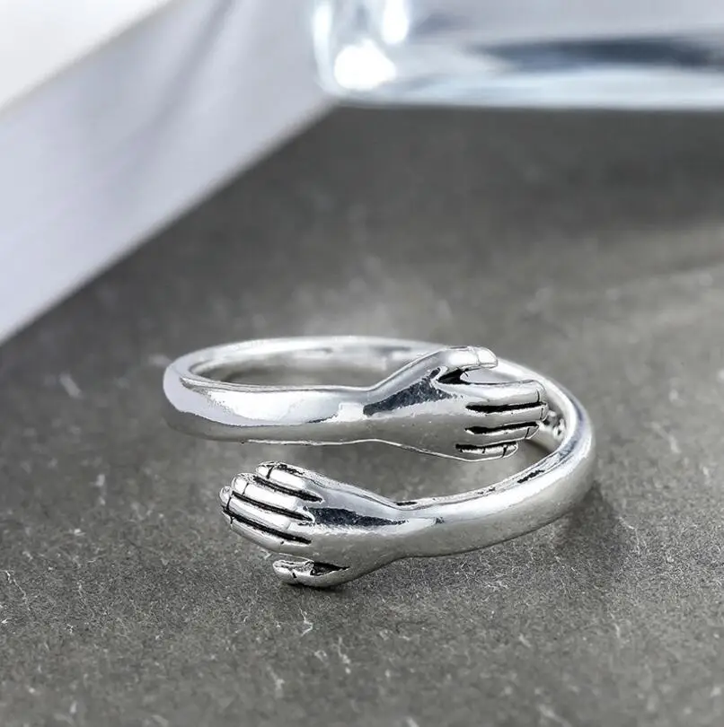 Creative Vintage Simple Love Hug Ring - Adjustable Handcrafted Fashion Jewelry Gift for Women image 5