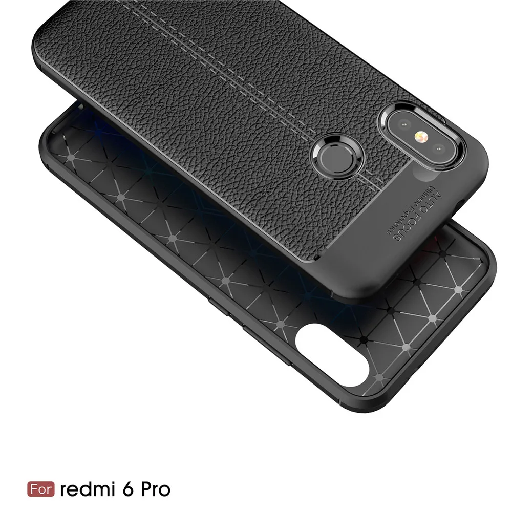 Для Xiaomi Redmi 6 6A противоударный чехол Мягкая матовая кожа Личи Текстура деловой для