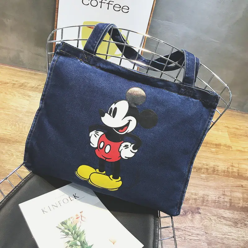 Disney Микки Мышь мультфильм большой Ёмкость покупателя в ковбойском стиле, на плечо сумка женская сумочка, женская сумка для отдыха уличная мода - Цвет: A