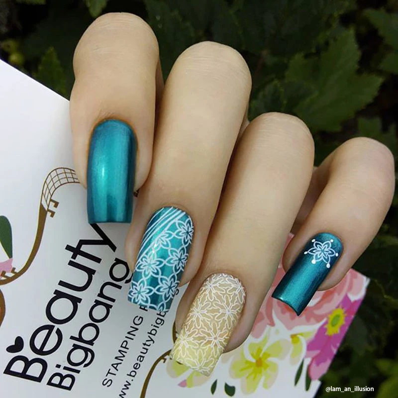 BeautyBigBang 6*12 см Прямоугольный дизайн ногтей магнитное сердце нейлоновый кружевной