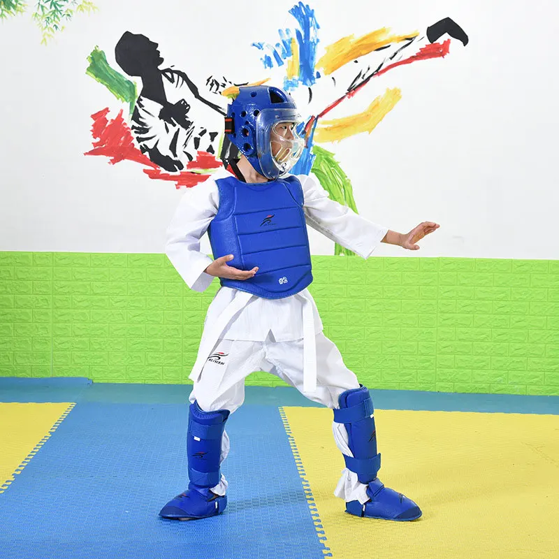 New Kickboxing Chest Guard Five-piece Suit For Competition Training Martial Sanda Free Combat Taekwondo Karate Protector Set | Спорт и