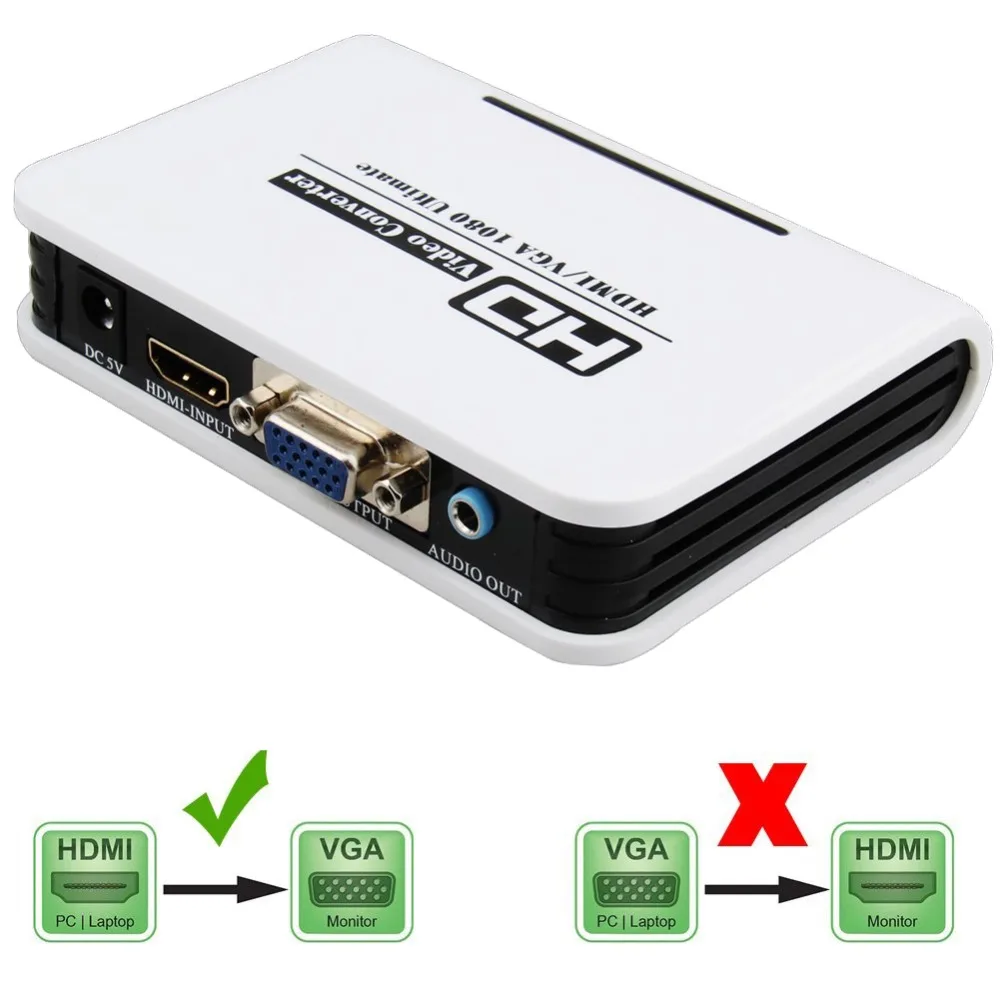 Преобразователь HDMI в VGA аудиоадаптер hdmi vga стерео аудиовыход RCA 3 5 мм и аудио