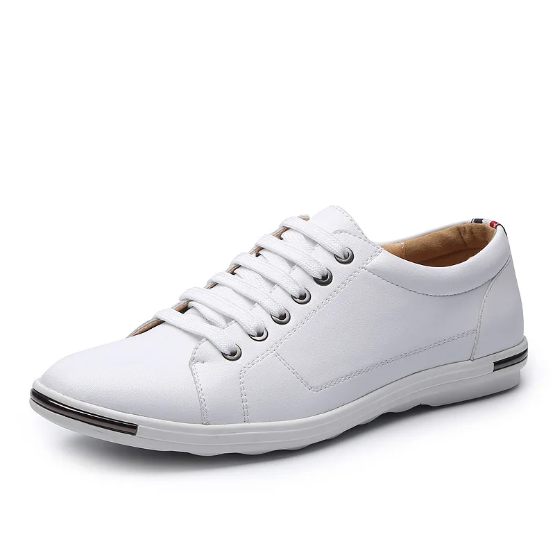 White Casual Shoes Merkmak/мужская кожаная повседневная обувь размера плюс 48; Брендовая обувь на плоской подошве; модная мужская летняя обувь белого цвета; удобная мужская повседневная обувь - Цвет: White Casual Shoes