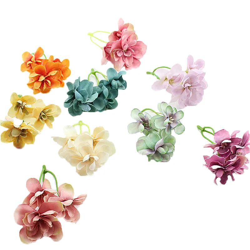 10 шт. Ретро seda hortênsia Flores Artificiais baratos Para O casamento decora carro материал de coroa Noiva cocar flor