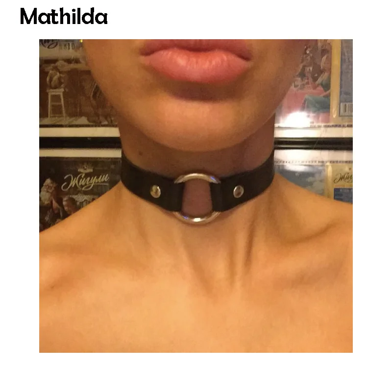 Модные украшения круглый кожаный чокер колье подарок для женщин Девушка ошейник