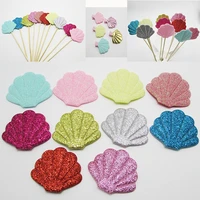 60pcslot 4 53 8cm shiny shell padded patches appliques for clothes sewing supplies diy hair bow decoration