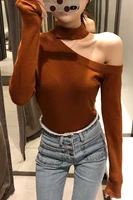 Poncho Women Sweaters And Pullovers 2018 Full Autumn New Womens Sweater Sleeve Slim Halter Thin Knit Clavicle Top One Shoulder