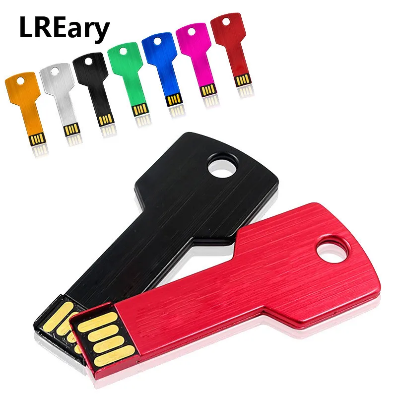 Hot USB Flash Drive Pen 64gb 32gb 16gb 8gb 4gb pendrive waterproof U disk Metal Key shape Memory Stick 2.0 Custom logo | Компьютеры и