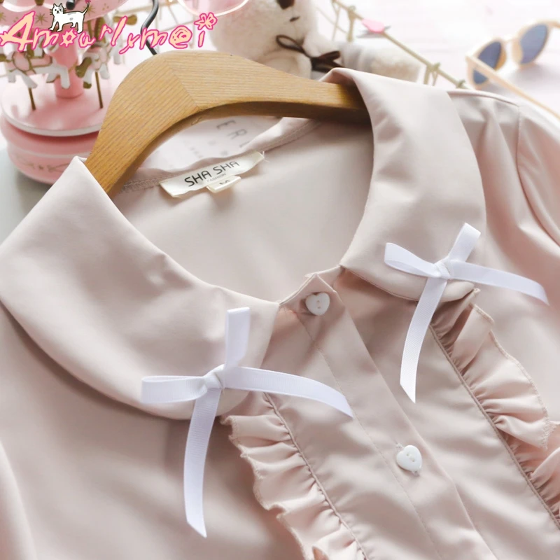 Блузка женская с воротником Питер Пэн и рукавами фонариками|Блузки| |