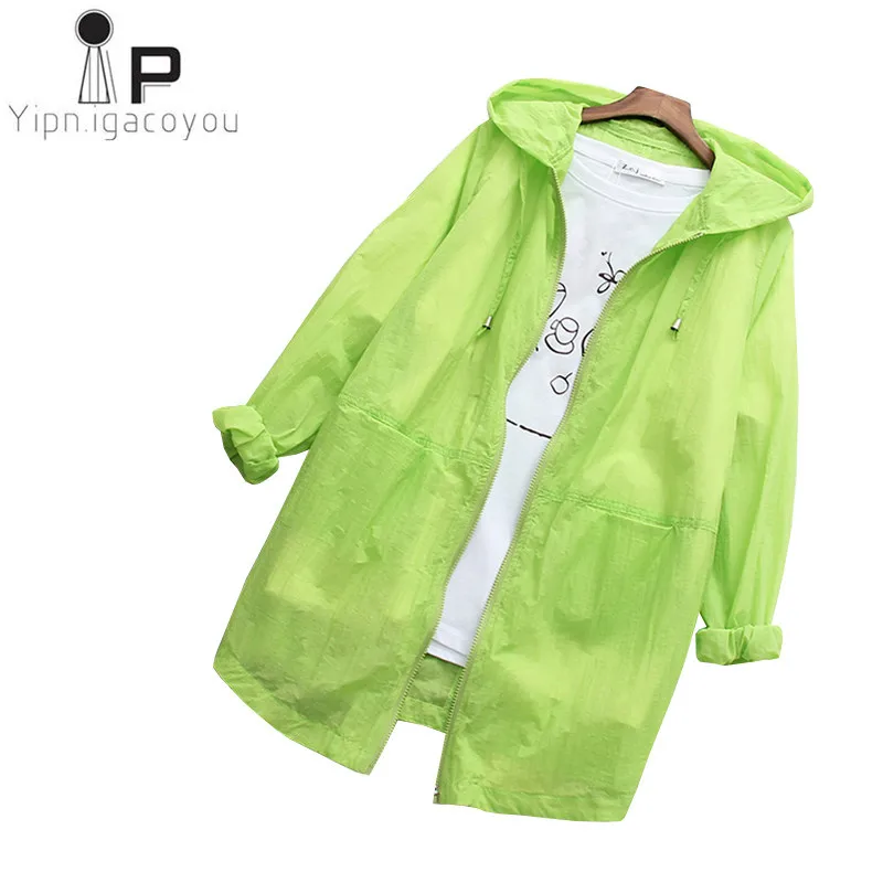 Тонкие длинные солнцезащитный крем пальто Для женщин летняя куртка 2018 дамы