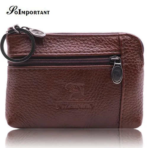 Женские мини-кошельки, кошельки для монет, тонкие кошельки из натуральной кожи, женские Волшебные кошельки, держатель для карт, Дамский кошелек для денег, брелок для ключей - Цвет: Brown
